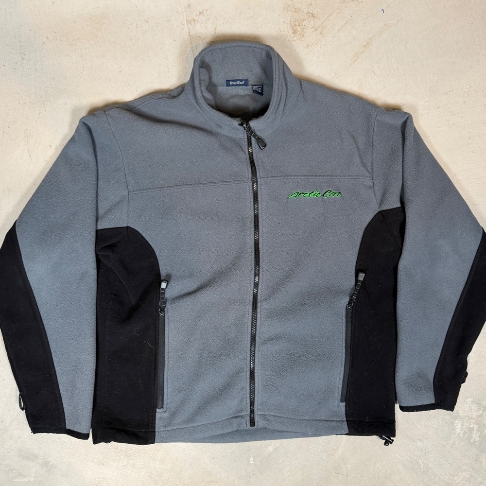 Arctic Cat Fleece Jacket Mens Medium Gray‎ Black Full Zip Snowmobile